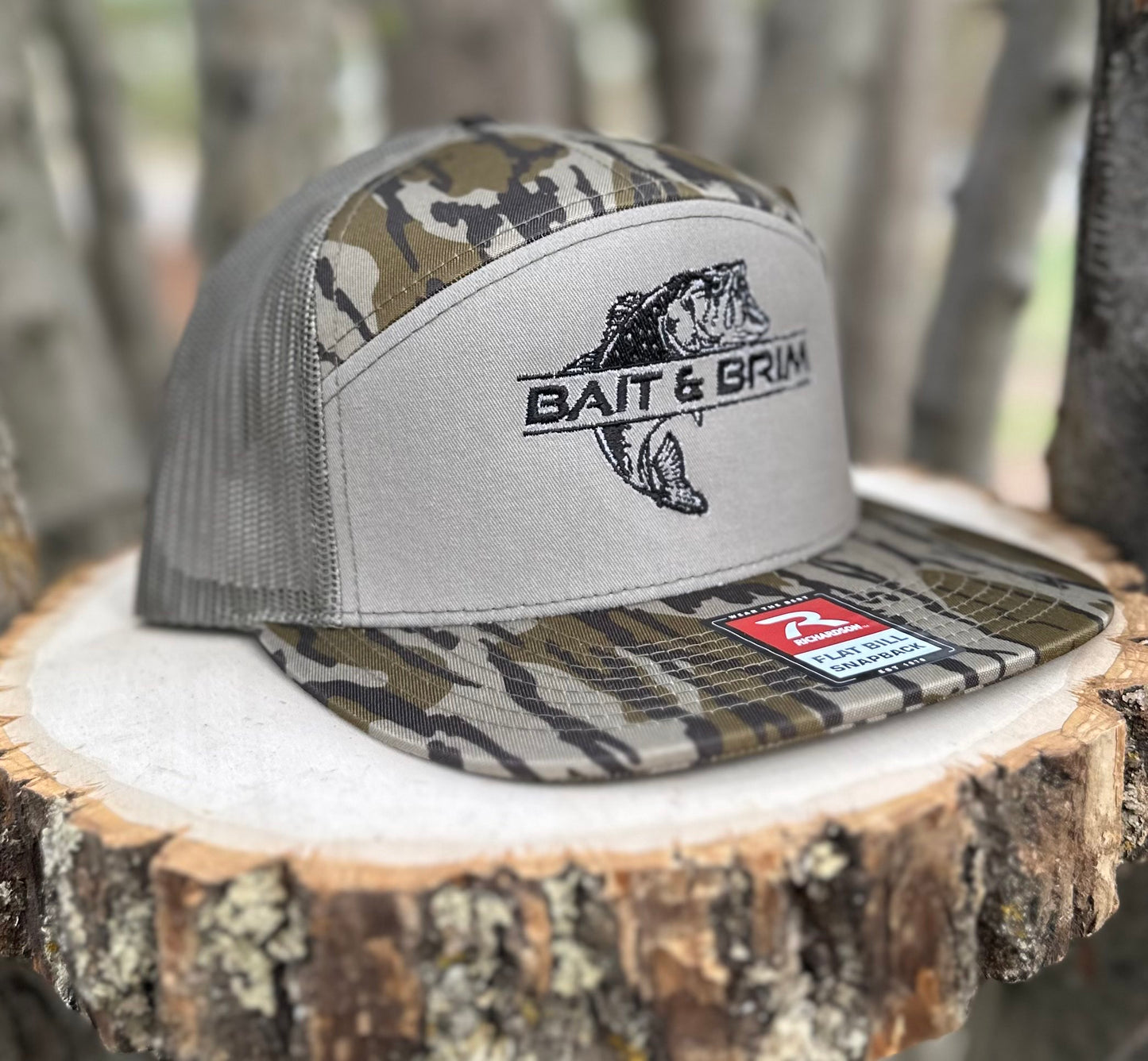 Bait & Brim | Mossy Oak Bottomland w/ Loden Richardson 168P Camo 7-Panel Snapback